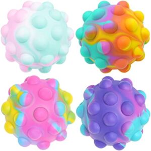 (4 Pcs) Pop it Ball Fidget Toys, 3D Squeeze Push Bubble Pop Its Fidget Ball Toy, Popper Sensory Stress Balls Anxiety Relief Fingertip Toy for Adults and Kids