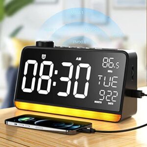Dekala Alarm Clock for Bedroom 9″ Large Display Digital Clock Radios for Bedroom Alarm Clock with USB Charger Dual Alarm Clock Radio 4 Sleep Sound Machine Dimmer Night Light Snooze