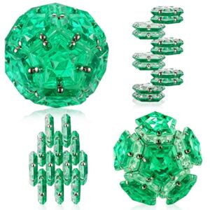 Magnetic Fidget Sphere – Pentagons Magnets Balls – 12 Piece Set – Crystal Green – Magnet Fidgets Toy – Creativity Beyond Imagination, Inspirational, Recreational, Desk Toys for Adults