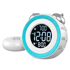 uscce Loud Dual Alarm Clock with Bed Shaker – 0-100% Dimmer, Vibrating Alarm Clock for Heavy Sleepers or Hearing Impaired, Easy to Set, USB Charging Port, Snooze, Battery Backup (White)
