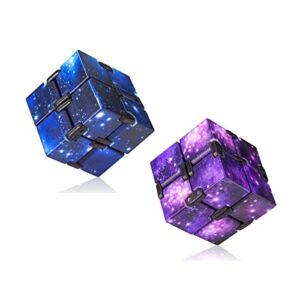 Infinity Cube Fidget Toys for Adults and Kids, Hand-Held Magic Puzzle, Stress and Anxiety Relief Toys for Time Killing(2 Pack-Purple&Blue)