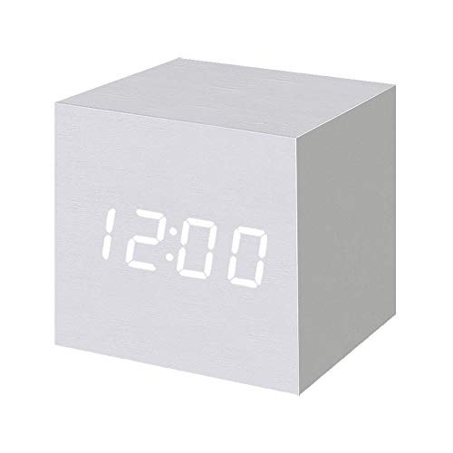 WulaWindy Mini Digital Alarm Clock, 3 Alarm Settings, 12/24Hr, Snooze, Controls Alarm Volume and Brightness, Wood LED Clocks for Bedroom, Bedside, Desk, Kids, White | The Storepaperoomates Retail Market - Fast Affordable Shopping