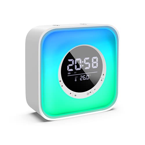 Night Light Bluetooth Speaker with Digital Alarm Clock FM Radio, 10 Colors Changing LED Bedside Lamp and Temperature Display, Rechargeable Wireless Speaker with Touch Control and USB Port | The Storepaperoomates Retail Market - Fast Affordable Shopping