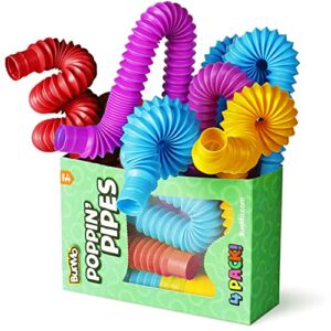 BUNMO Pop Tubes | Large 4pk Toddler Sensory Toys | Hours of Fun for All Ages | Imaginative & Stimulating Creative Play | Stocking Stuffers for Toddlers