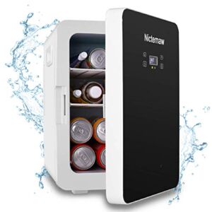Nictemaw Mini Fridge Electric Cooler and Warmer, Mini Fridge with LCD Display and Digital Thermostat, Single Door Portable Makeup Skincare Fridge for Cars, Road Trips, Homes, Offices & Dorms