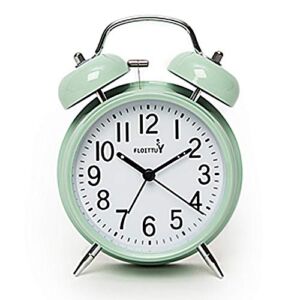 FLOITTUY {Loud Alarm for Deep Sleepers} 4” Twin Bell Alarm Clock with Backlight for Bedroom and Home Decoration(Green)