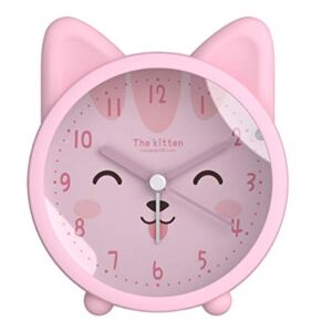 Children Cute Animal Dog/Cat Alarm Clock Silent Non Ticking Silicone Clock Night Light Travel Clock