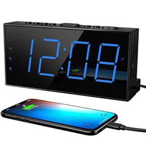 Digital Alarm Clocks for Bedrooms, Dual Alarm Clock with Battery Backup, USB Charger, Adjustable Dimmer & Volume, 12/24H & Snooze, Easy to Use, Simple Bedside Digital Clocks for Seniors, Teens, Kids