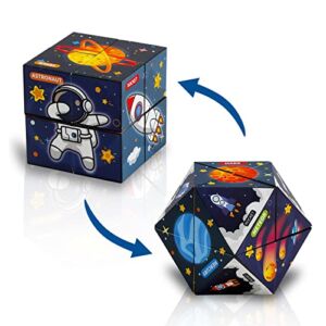 Magic Cube Fidget Toy, Star Cube Fidget Cube with 8 Build-in Magnets, Cool Mini Gadget for Stress Anxiety Relief and Kill Time, Nice for Kids and Adults(Space Travel 1 Pcs)