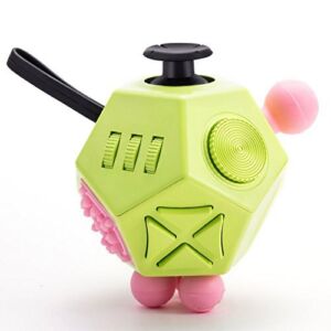 12 Sides Fidget Cube Toys Anti-anxiety,Relieves Stress and Autism for Children,Teens and Adults (Green/A3)