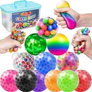 12 Pack Fidgets Stress Balls for Kids Adults, Squishies Ball Toys Pack, Stress Relief Sensory Stress Ball for Autism, ADD, ADHD, Squishy Toys Gifts for 3 4 5 6 7 8 9 10 Boys Girls