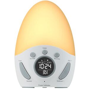 Touch Sensor Wake-up Light Alarm Clock with Sunrise and Sunset Simulation, Kids Night Light Alarm Clock with Sleep Training