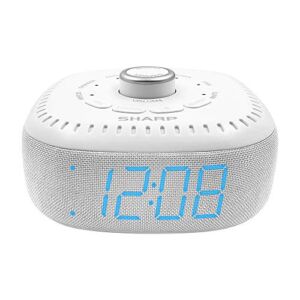 Sharp Sound Machine Alarm Clock with Bluetooth Speaker, 6 High Fidelity Sleep Soundtracks – White Noise Machine for Baby, Adults, Home and Office – Blue LED