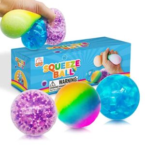 Apebettrel Stress Balls, 3-Pack Fancy Stress Balls for Adults and Kids. Squishy Balls Sensory Stress and Anxiety Relief Stress Ball Fidget Toys. Squishy Ball Squeeze Toys.