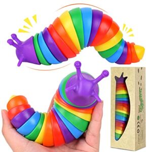 Sensory Fidget Slug Toys – Autism Sensory Toys for Autistic Childre, Flexible Desk Pet Slug Fidget Toys, Novelty Rainbow Party Favors for Kids, Adults, ASD, ADHD, Christmas, Birthday