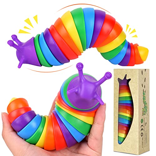 Sensory Fidget Slug Toys – Autism Sensory Toys for Autistic Childre, Flexible Desk Pet Slug Fidget Toys, Novelty Rainbow Party Favors for Kids, Adults, ASD, ADHD, Christmas, Birthday | The Storepaperoomates Retail Market - Fast Affordable Shopping