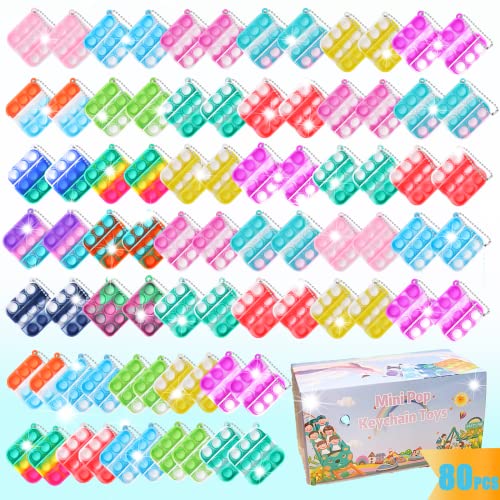 80PCS Mini Pop Keychain Fidget Sensory Toys, Mini Pop Bulk Fidget Keychain Toy Party Favors for Kids, Keychain Bubble Pop Desk Toy Wrap Pop Stress Reliever Anti-Anxiety, Desk Toy for Kids Adults | The Storepaperoomates Retail Market - Fast Affordable Shopping