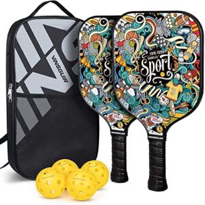 VINSGUIR Pickleball Paddles Set-USAPA Approved Graphite Pickleball Set of 2 Rackets and 4 Pickleballs Balls, Pickleball Racquet with Portable Pickleball Bag for Beginners and Professional Players