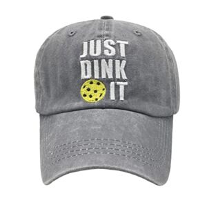 NVJUI JUFOPL Pickleball Baseball Cap, Adjustable Embroidered Pickle Hat for Men & Women Gray