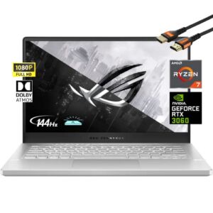 2022 ASUS ROG Zephyrus 14″ Flagship Gaming Laptop, AMD Ryzen 7 5800HS(8 Cores), GeForce RTX 3060 6GB GDDR6, 144Hz 100% sRGB Pantone, Backlit Keyboard, White (16GB RAM | 512GB PCIe SSD)