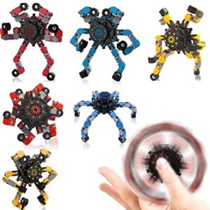 6Pcs Fidget Spinners, Funny Sensory Fidget Toys Deformable Robot Fingertip Toys ,Decompression Spinner,Deformable Creative Mechanical Gyro Toys Christmas Stocking Stuffers for Kids
