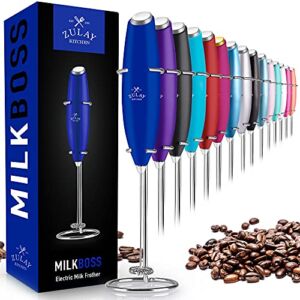 Zulay Powerful Milk Frother for Coffee – Coffee Frother Handheld Foam Maker for Lattes – Easy To Use Coffee Whisk Frother – Portable Electric Whisk for Cappuccino, Frappe, Matcha (Royal Blue)