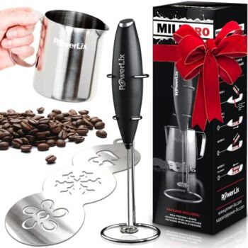 PowerLix Milk Frother COMPLETE SET! Handheld Battery Operated Electric Foam Maker For Coffee, Latte, Cappuccino, Hot Chocolate, Durable Drink Mixer With Stainless Steel Whisk, Stainless Steel Stand | The Storepaperoomates Retail Market - Fast Affordable Shopping