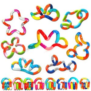 DOCOMIN Twisty Bendy Tangles Fidget Toys, 8PCS Sensory Fidget Toy Pack Cheap with Rainbow Multiple Colors for Kids & Adult, Relax Therapy Stress Relief & Anti-Anxiety, Brain Imagine Tools