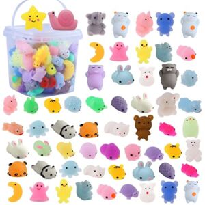 72 pcs Mochi Squishy Toys, Kawaii Squishy Animals for Party Favors Classroom Prize Pinata Easter Fillers Fidget Toys Pack Bulk Squishies Toys Gifts for Boys and Girls Christmas Stocking Valentines