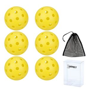 6 Piece Pickleball Ball, 40 Holes Pickleballs Indoor Outdoor Pickleball Balls in Mesh Ball Bag Box, USAPA Approved Pickleball Set for Tournament Play