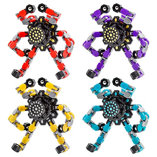 TOZONG 4 PCS Fidget Spinner Sensory Toys,Creative Top Spinning Stress Relief Hand Toy,Transformable Chain Mechanical Spiral Twister Fingertip Gyro Anti-Anxiety Toys for Adults and Kids | The Storepaperoomates Retail Market - Fast Affordable Shopping