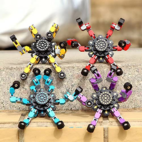 TOZONG 4 PCS Fidget Spinner Sensory Toys,Creative Top Spinning Stress Relief Hand Toy,Transformable Chain Mechanical Spiral Twister Fingertip Gyro Anti-Anxiety Toys for Adults and Kids | The Storepaperoomates Retail Market - Fast Affordable Shopping