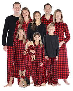 SleepytimePJs Matching Family Christmas Buffalo Plaid Flannel Pajama Sets, Black & Red Buffalo Plaid, Large, Men’s (Solid Top)