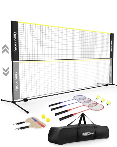 Boulder Sports All-in-One Pickleball & Badminton Set – Half-Court Portable Pickleball Net, Adjusts to Badminton Net (10ft Wide x 5ft max Height) – Game Set w/ Pickleball Paddles and Badminton Rackets | The Storepaperoomates Retail Market - Fast Affordable Shopping
