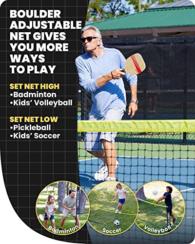 Boulder Sports All-in-One Pickleball & Badminton Set – Half-Court Portable Pickleball Net, Adjusts to Badminton Net (10ft Wide x 5ft max Height) – Game Set w/ Pickleball Paddles and Badminton Rackets | The Storepaperoomates Retail Market - Fast Affordable Shopping
