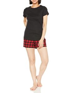 Amazon Essentials Women’s Lightweight Flannel Short and Cotton T-Shirt Sleep Set, Buffalo Plaid, X-Large