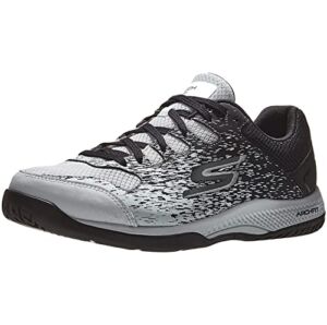 Skechers Men’s Viper Court-Athletic Indoor Outdoor Pickleball Shoes with Arch Fit Support Sneaker, White/Black, 9.5
