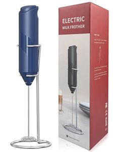 Rantizon Milk Frother Handheld, Hand Frother for Coffee, Stainless Steel Electric Milk Frother Whisk, Mini Drink Blender, Coffee Mixer and Foam Maker for Latte, Matcha, Cappuccino in Office Home,Blue