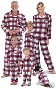PajamaGram Christmas Pajamas For Family, Fireside Plaid, Men’s LG Red