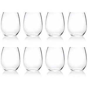 18-ounce Acrylic Glassses Stemless Wine Glasses, set of 6 Clear – Unbreakable, Dishwasher Safe, BPA Free…