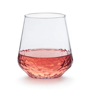 Libbey Hammered Base All-Purpose Stemless Wine Glass, 17.75-ounce, Set of 8