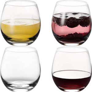 GoodGlassware Stemless Wine Glasses (Set Of 4) 15 oz – Crystal Clear Clarity, Classic Bowl Design Perfect for Red and White Wines – Dishwasher Safe, All-Purpose Tumblers