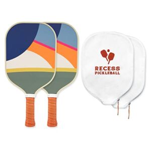 Recess Pickleball Paddles Vista – Competition Regulation, USA Pickleball Association Approved Rackets – With Honeycomb Core, Fiberglass Exterior, Canvas Cover, & Comfort Grip – Premium and Lightweight
