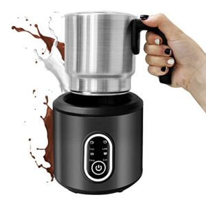 Frother for Coffee-Rocyis Milk Frother and Steamer Detachable, Dishwasher Safe, 4 in 1 Frothing Machine with Hot/Cold Foam-Electric Milk Warmer-Milk Frother for Latte,Cappuccino,Hot Chocolate (Black)