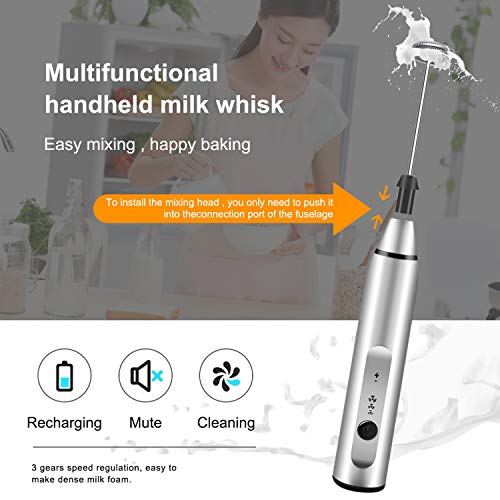 Milk Frother Handheld, Gbivbe Rechargeable Whisk Drink Mixer for Coffee with Art Stencils, Coffee Mixer for Cappuccino, Hot Chocolate Match, Frappe, Hot Chocolate, Egg Whisk | The Storepaperoomates Retail Market - Fast Affordable Shopping