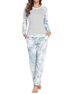 Ekouaer Pajama Set for Women Long Sleeve Sweatshirt and Long Pants Pjs Set Two Piece Flannel Sleepwear