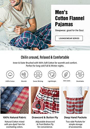 CQR Men’s 100% Cotton Plaid Flannel Pajama Pants, Brushed Soft Lounge & Sleep PJ Bottoms with Pockets, Flannel Pajama Black Watch, Large | The Storepaperoomates Retail Market - Fast Affordable Shopping