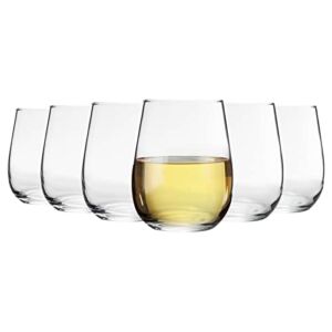 6X 360ml (12.1oz) Stemless Wine Glasses Set – ‘Corto’ Range – Modern Style Picnic & Party Glass Tumblers for Red, White & Rose Wine – by Argon Tableware