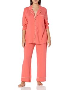 Amazon Essentials Women’s Plus Size Cotton Modal Long-Sleeve Shirt And Full-Length Bottom Pajama Set (Available in Plus Size), Coral Pink, 3X