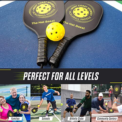 Net Beast Wood Pickleball Paddles 4 Pack – Wooden Pickleball Set with Carry Bag and 4 High Performance Balls, 7-ply Basswood, Pickleball Rackets with Ergonomic Cushion Grip, Racquette Set of 4 | The Storepaperoomates Retail Market - Fast Affordable Shopping